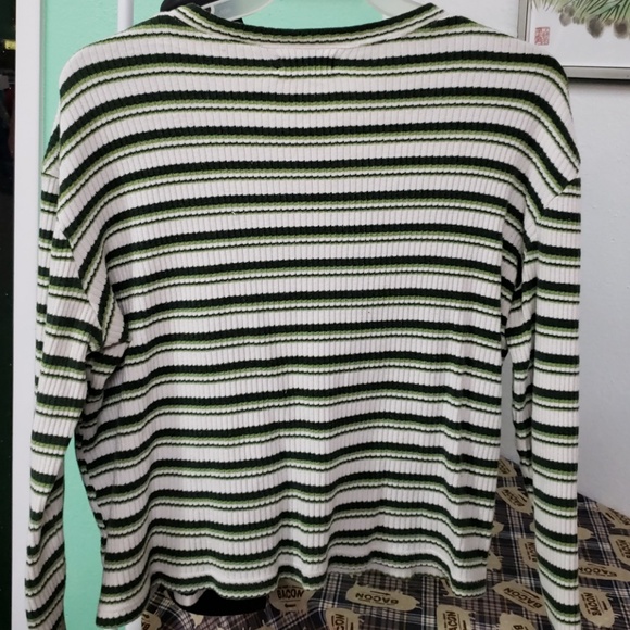 Guess extra large green and cream striped top - Picture 5 of 5